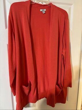 croft & barrow Coral Open Front Pocket Cardigan